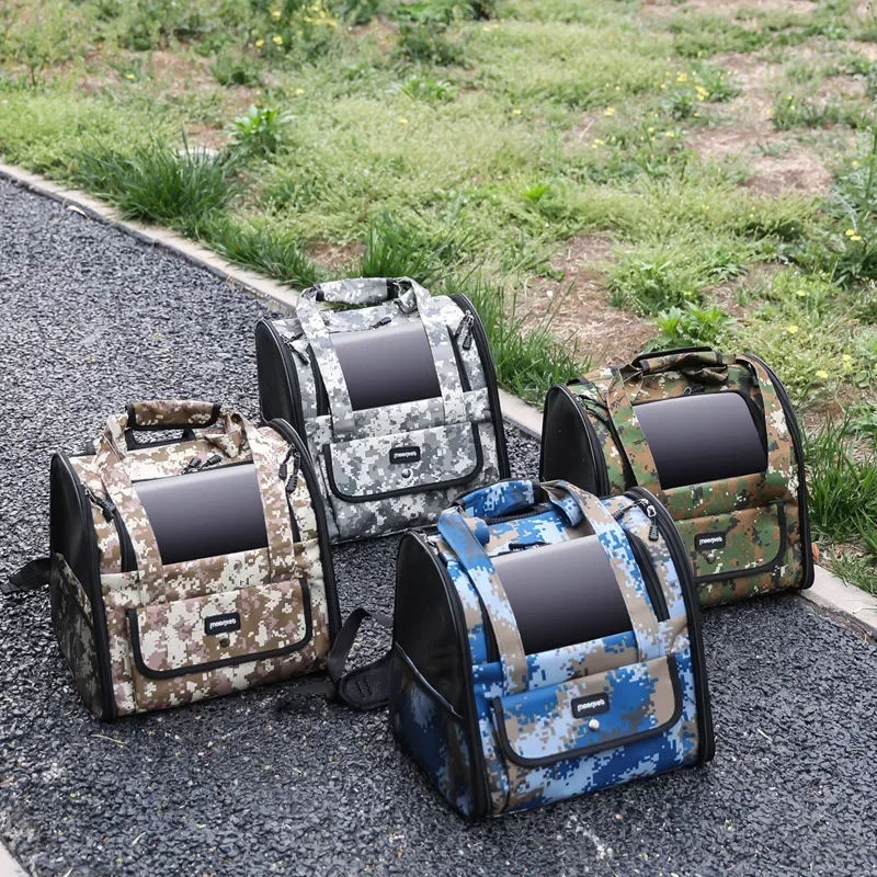 Bolsa para mascotas para gatos, mochila portátil, transpirable, cómoda, de camuflaje, portátil, plegable, mochila de viaje para gatos - imagen 4