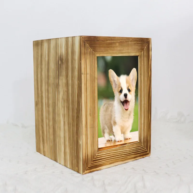 Urnas de madera conmemorativas para perros y gatos, caja funeraria con marco para fotos - imagen 2