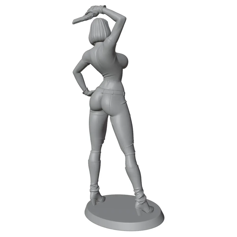 Figura de guerrero en resina gris decorativa – Lista para exponer - imagen 2