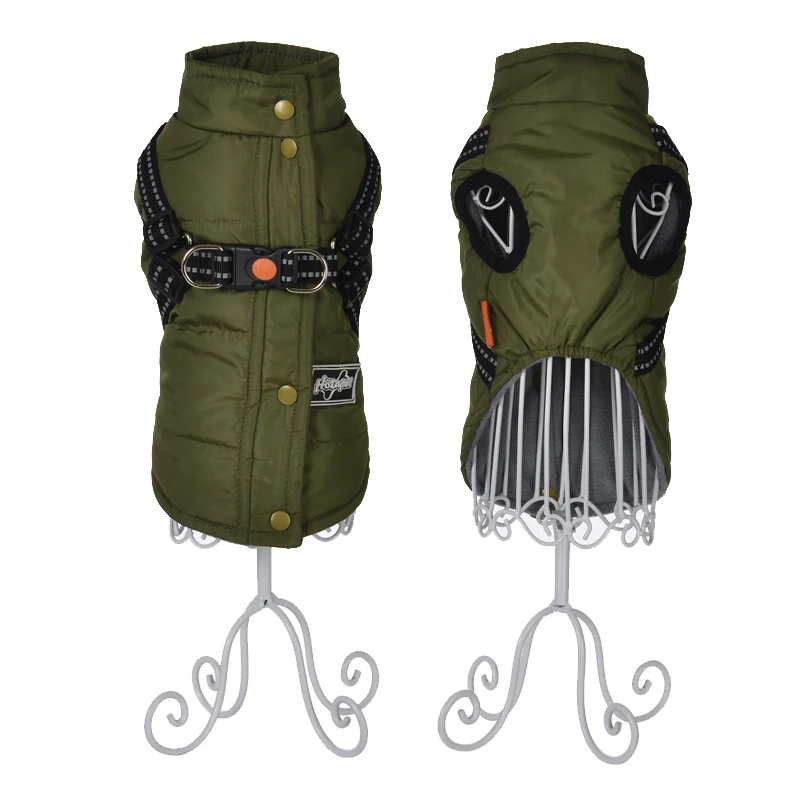 Ropa de invierno para perros pequeños, chaleco cálido para cachorros, chaqueta con arnés, abrigo reflectante ajustable para perros, disfraz de Pug Chihuahua