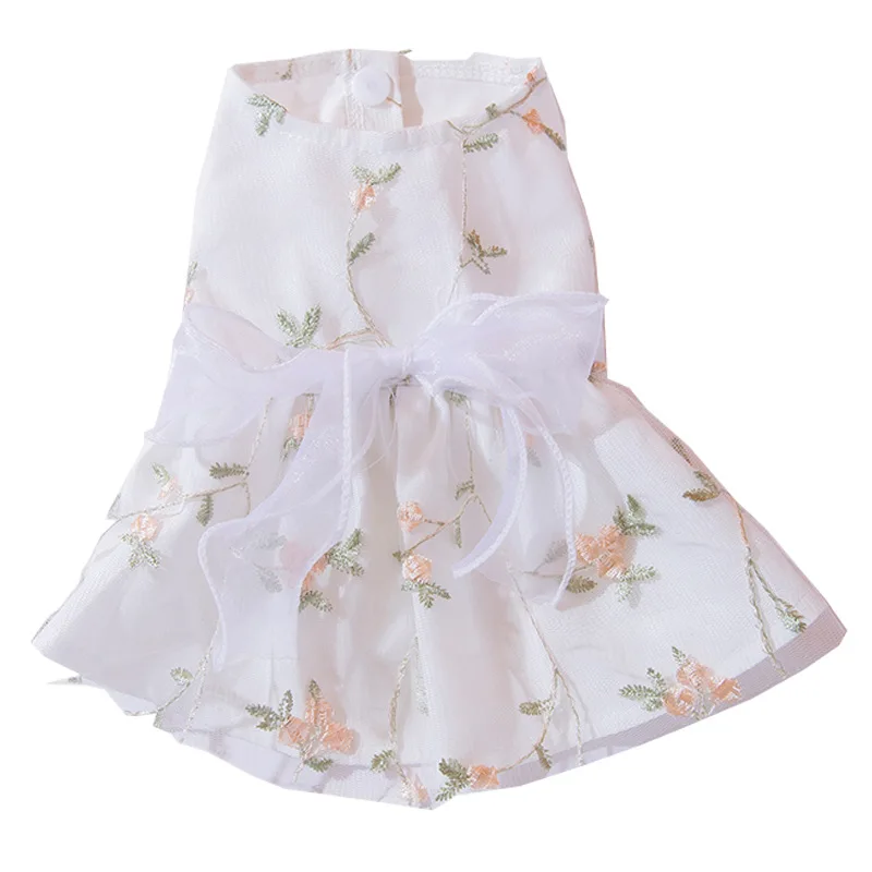 Vestido bonito para perro, vestido Floral de malla para cachorro, falda para mascota, ropa de verano para perro, vestido de princesa con lazo de encaje para perro, ropa para Chihuahua - imagen 5