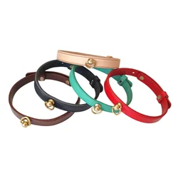 Collar de cuero separable con campanilla para gato y perro