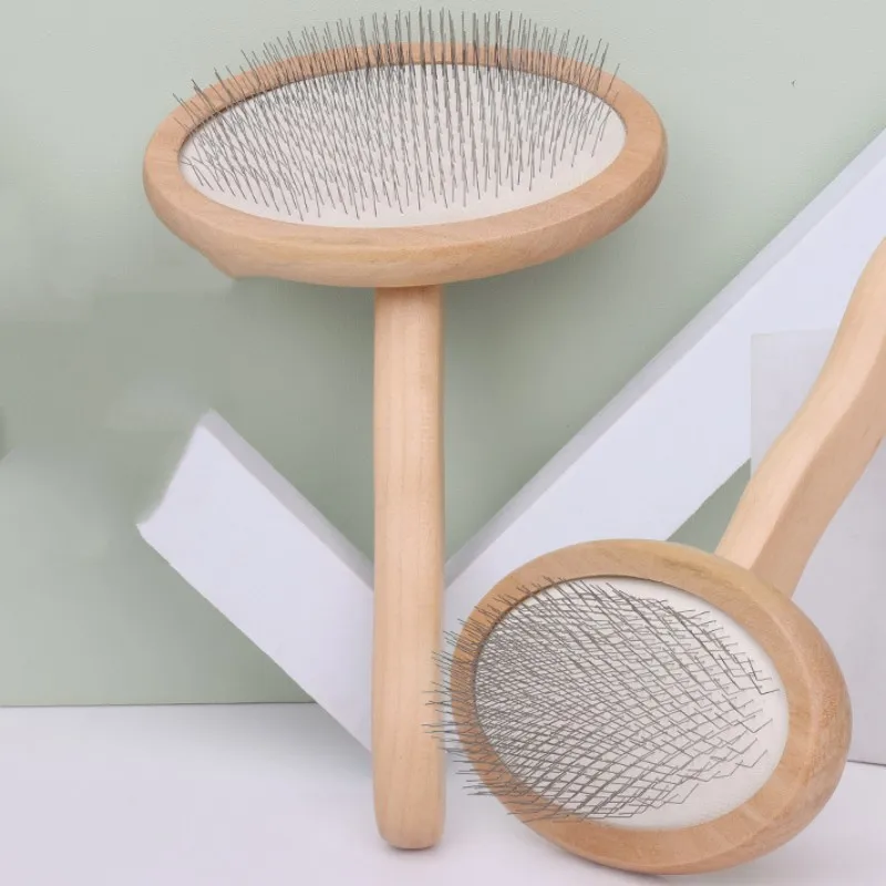 Peine de madera para perros, cepillo de acero inoxidable para quitar el pelo de mascotas, masaje con apertura de nudo, productos para mascotas - imagen 2