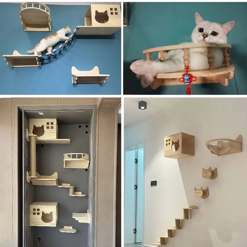 Hamaca de madera montada en la pared para gatos, nido para gatos, casa para gatos y cama colgante para gatos, diferentes tipos para mascotas, perca para dormir y descanso, 1 unidad - imagen 5