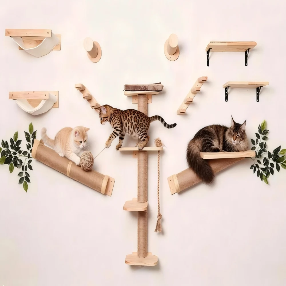 Diseño minimalista de árbol para gatos que se integra en la decoración del hogar