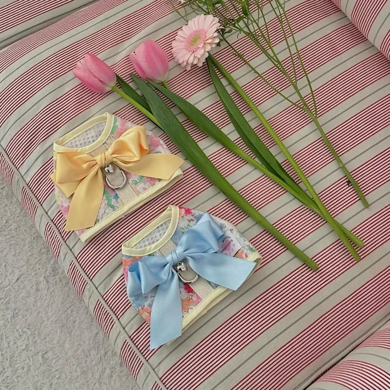 Vestido floral con lazo para cachorro – Algodón transpirable cuatro estaciones - imagen 3