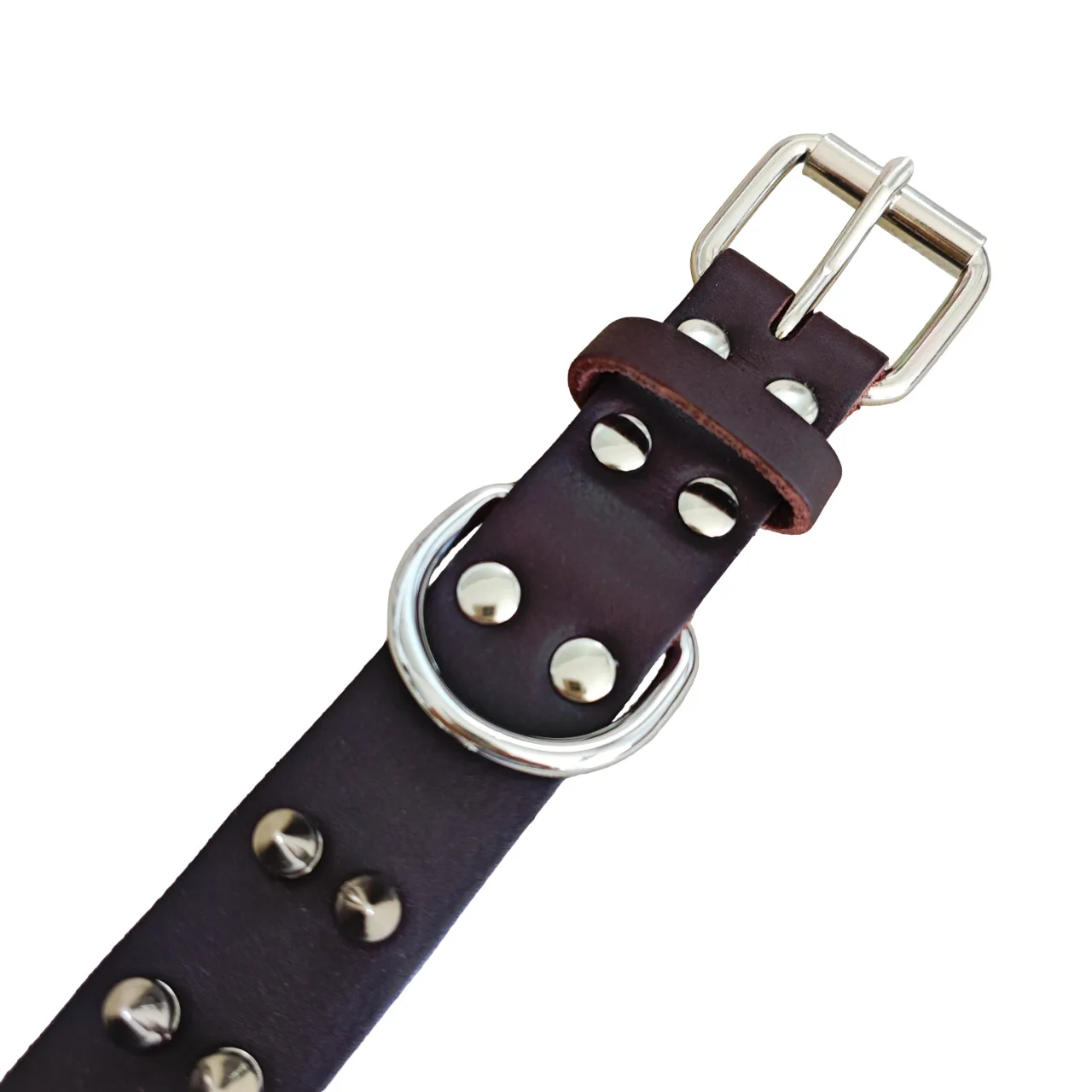 Collar de cuero genuino con tachuelas y remaches para perro, protección antimordeduras, piel de vaca - imagen 3