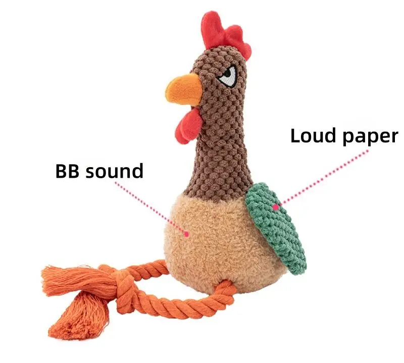 Juguete pequeño para perro y cachorro peluche pollo con cuerda duradero - imagen 2