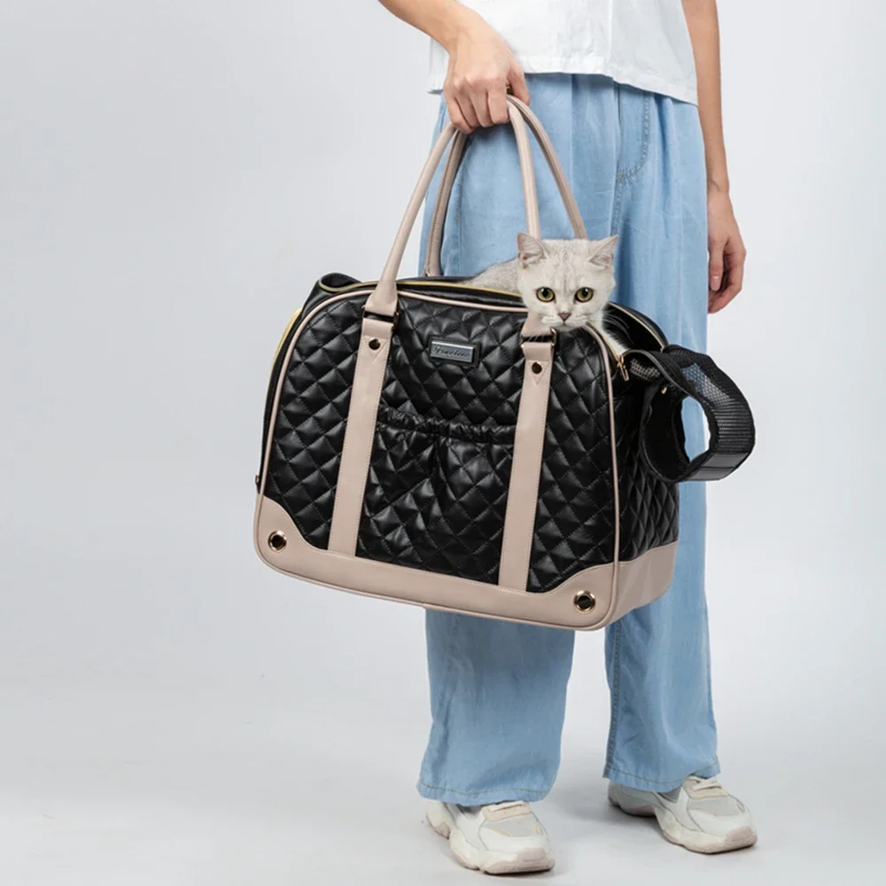 Winhyepet-Bolso de transporte para mascotas, bolso para transportar cachorros, diseño de lujo de moda, bolso de hombro transpirable para transporte de mascotas