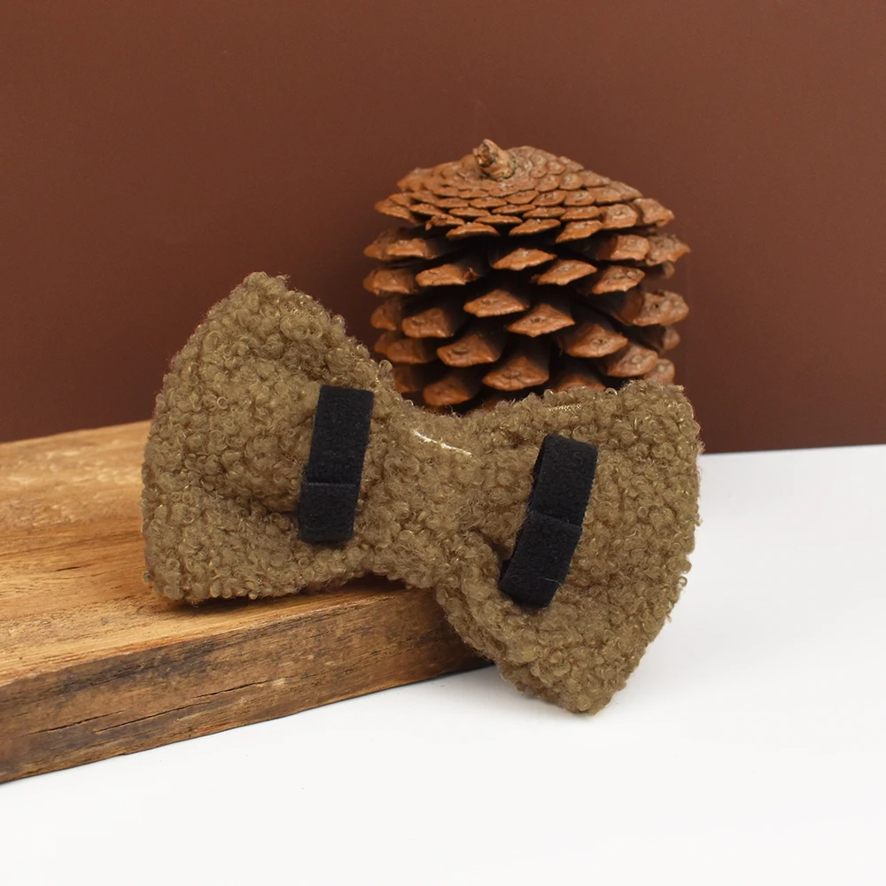 Collar de perro de piel de cordero Collar de punto hecho a mano Suministros para perros de compañía Accesorios tejidos Otoño Invierno Conjunto de Navidad Teddy 03 - imagen 4