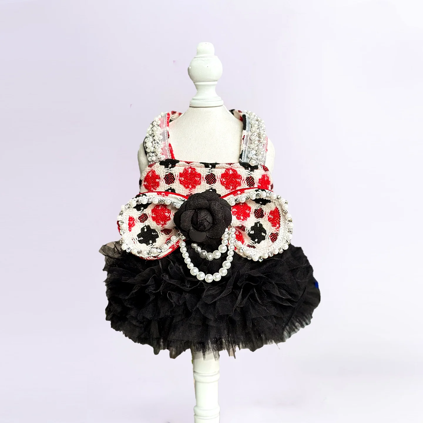 Vestidos lolita de Tweed para perros pequeños, vestido de princesa para perros, vestido de boda para mascotas, ropa Formal para fiesta de cumpleaños, vestido de tul para perros