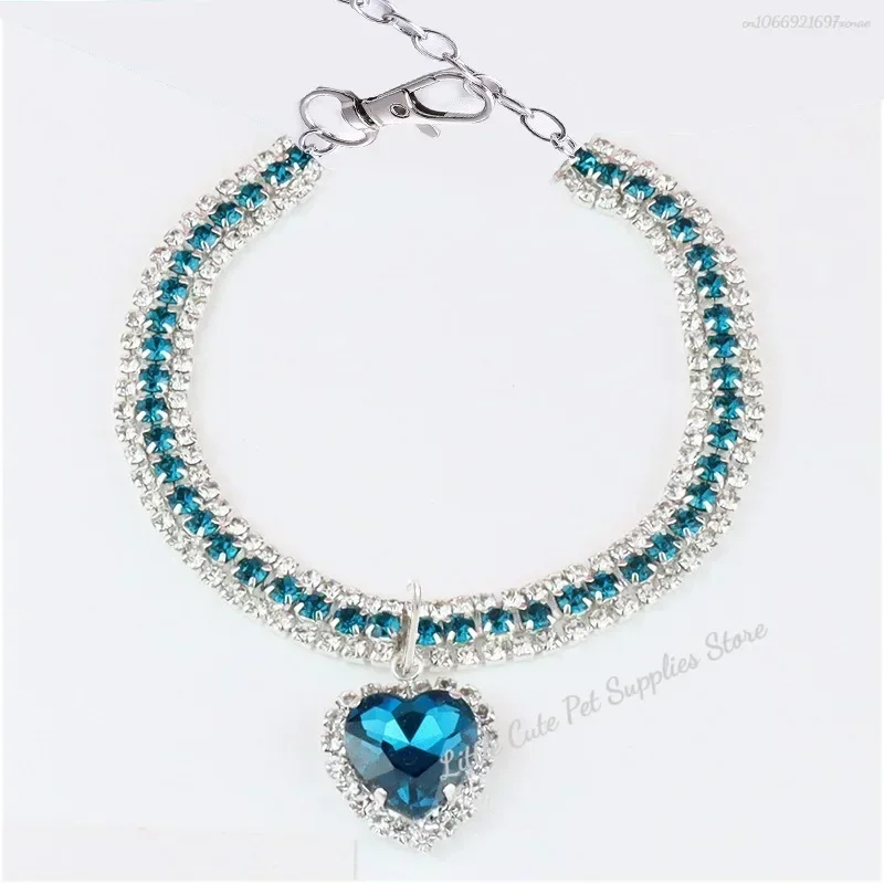 Collar de Diamante para gatito, Collar para gato con diamantes de imitación, bonito cachorro ostentoso, colgante de cristal, Collar de diamantes, accesorios para mascotas - imagen 5
