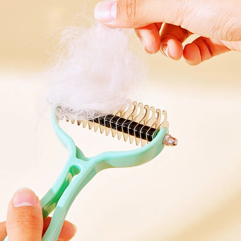 Cepillo para perros, removedor de pelo para mascotas, cuchillo de acero inoxidable, peine para perros, cepillo para perros de doble cara, cuchillo, peine para pelo de gato, nudo abierto, suministros para mascotas - imagen 3