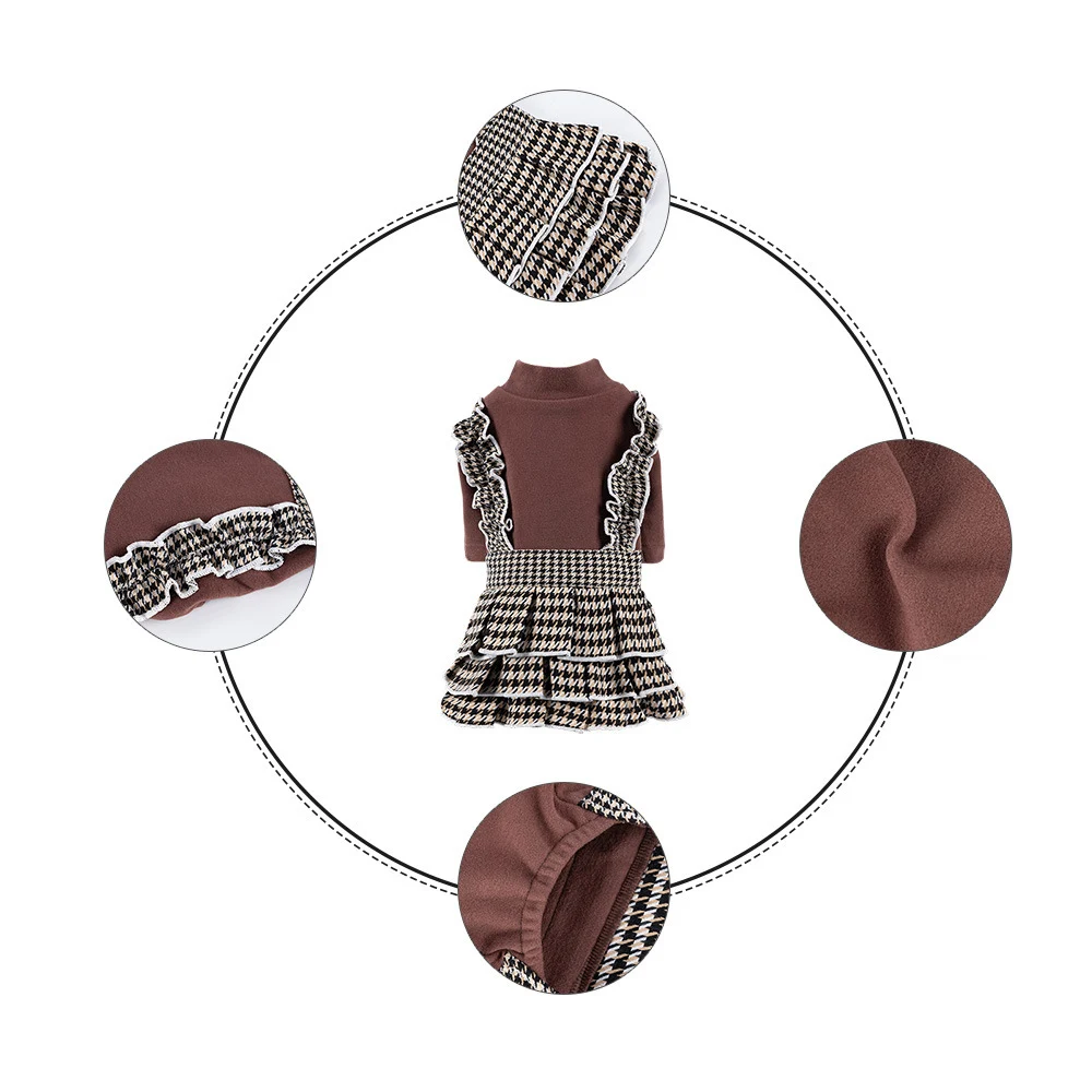 Ropa para cachorros con cuello alto, tela de algodón suave con elástico, vestido de primavera para perros pequeños y medianos, trajes de Chihuahua Yorkies - imagen 3