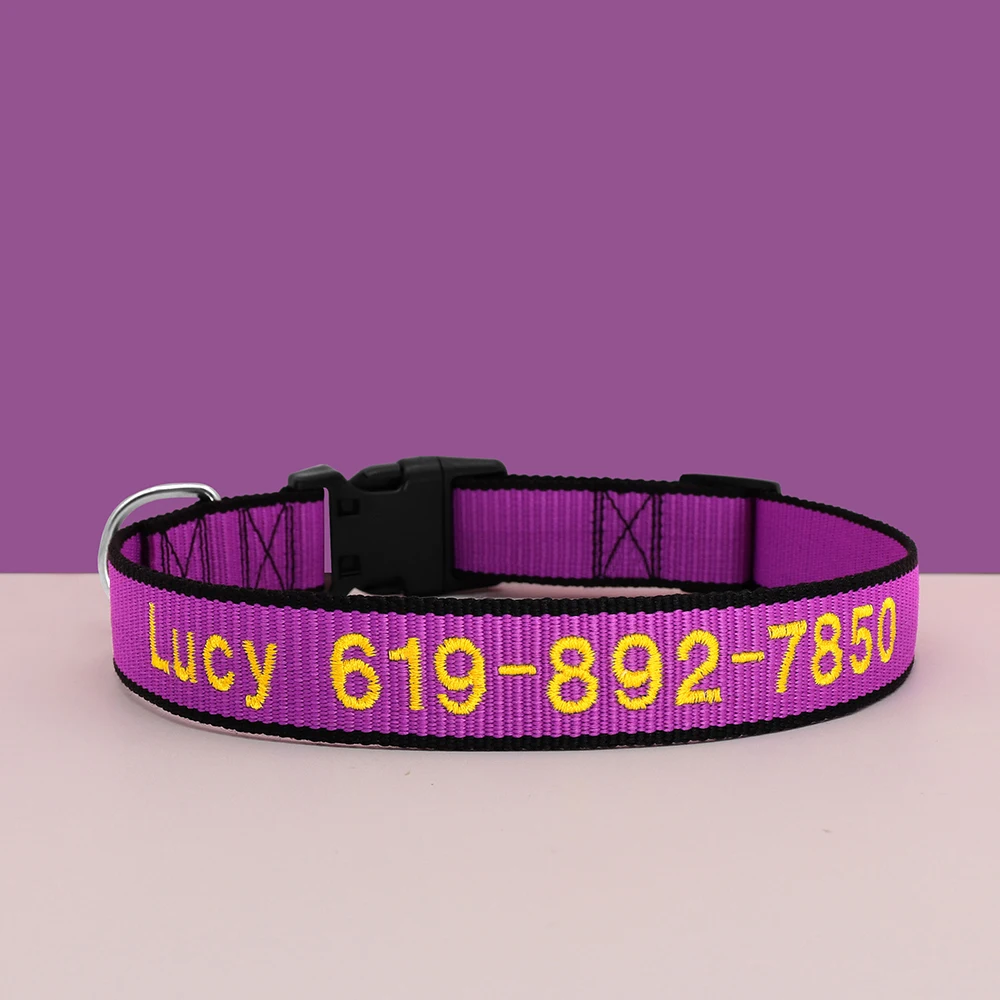 Collar personalizado para perros grandes, Collar bordado para mascotas, proveedor ajustable para perros pequeños, medianos y grandes - imagen 4