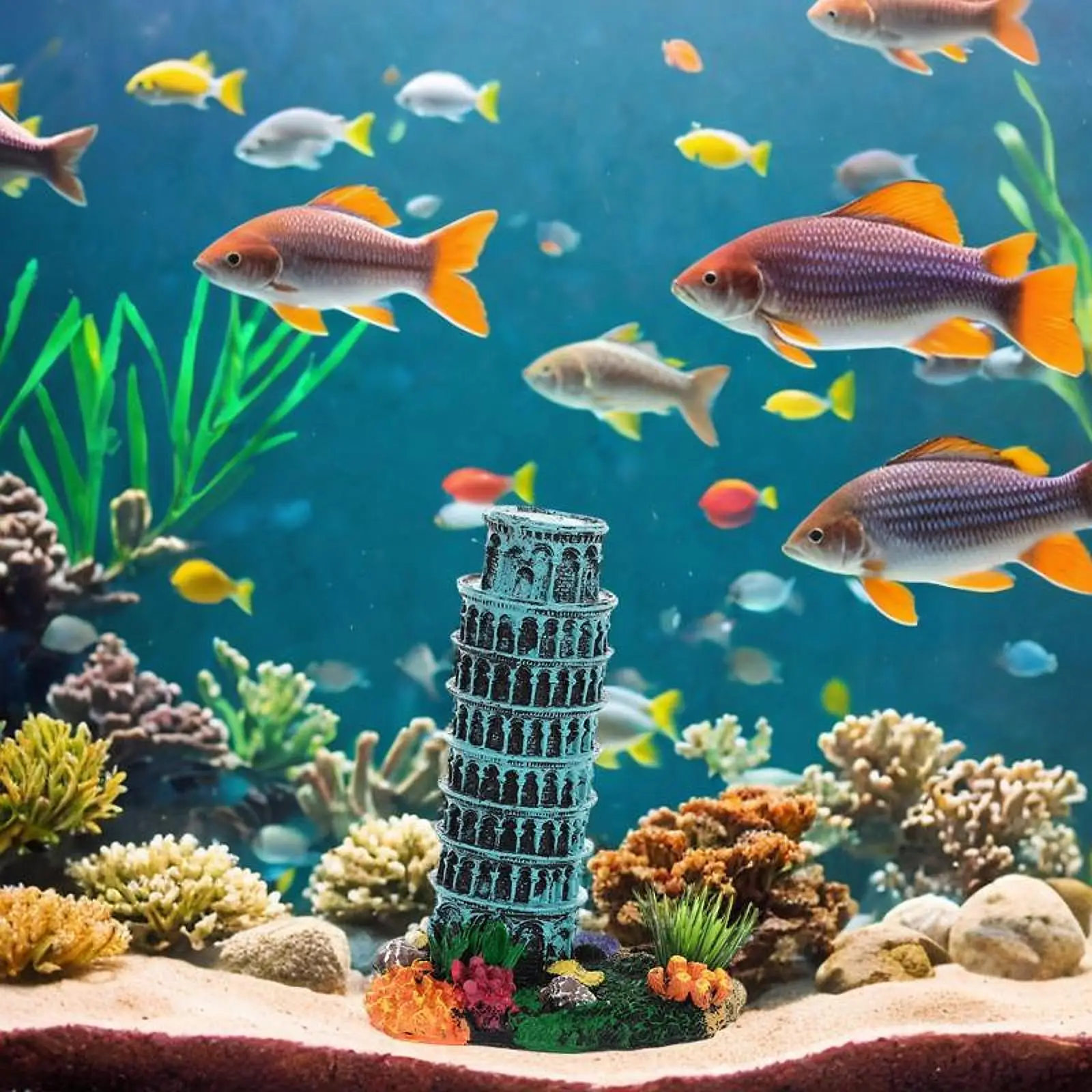 Aquarium Landscape Ornament, Fish Tank Adornment ,Collectible Leaning Tower of Model, for DIY Crafts Home Ornament
