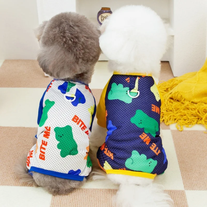 Monos finos de malla para perros, ropa de moda para perros, pijamas de verano para cachorros, monos con estampado de dibujos animados para gatos, monos para mascotas, disfraces para perros Chihuahua - imagen 3