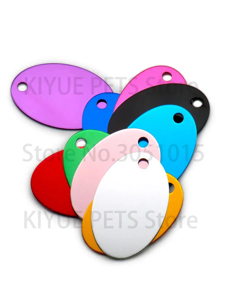 Etiqueta de identificación de Mascota de forma ovalada de aluminio, etiqueta personalizada grabada para perros y gatos, venta al por mayor, 20 piezas - imagen 3