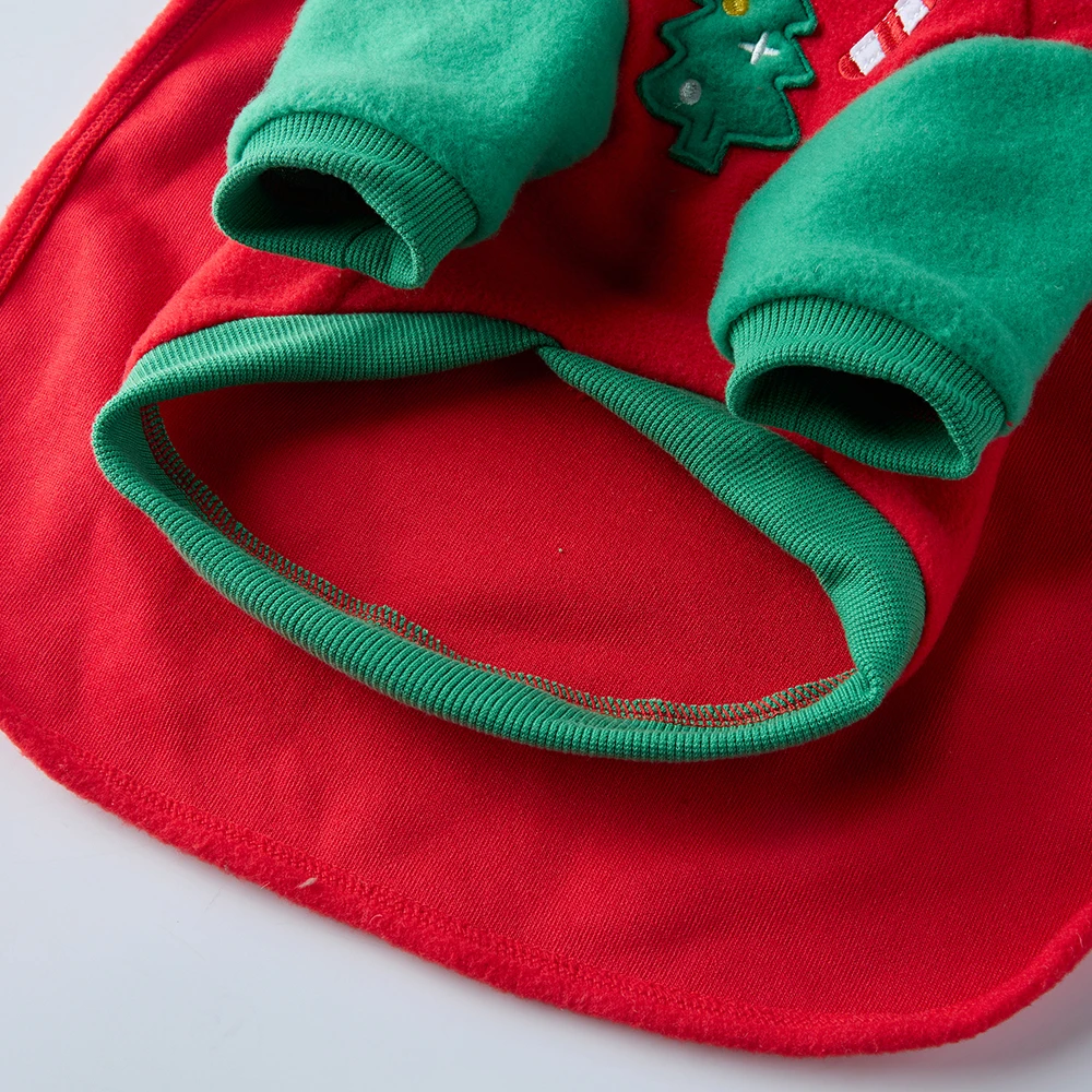 Vestido navideño de forro polar cálido para perros con sombrero, traje de invierno con piruleta morada, disfraz suave para mascotas para perros pequeños a XL - imagen 4