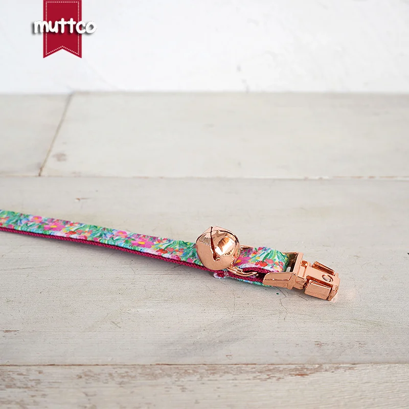 MUTTCO Venta al por menor Hermoso diseño de patrón de flores lindo collar hecho a mano Diseño único PINTURA ROSA GARDEN Collar de gato 2 tamaños UCC202 - imagen 4