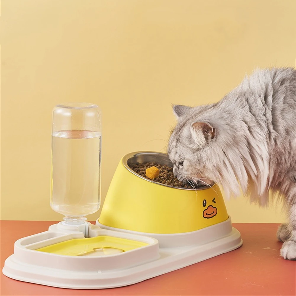 Cuenco elevado multifuncional para mascotas, dispensador automático de comida y agua con inclinación de 15 grados, comedero para gatos y perros, bebedero Doble - imagen 2