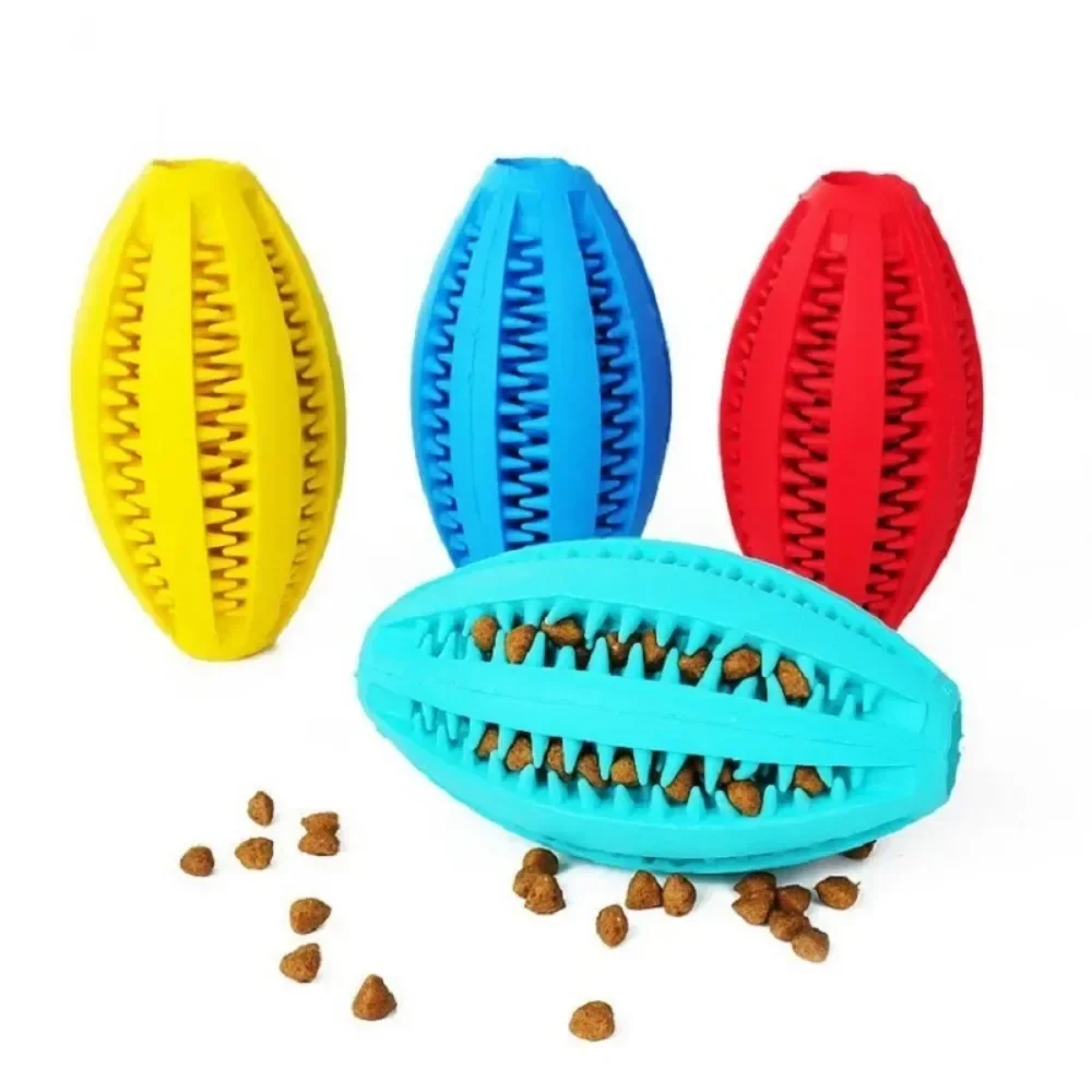 Bolas de goma interactivas para perros, juguetes para masticar divertidos, Bola de Limpieza de dientes para mascotas, alimentador de comida lenta de entrenamiento - imagen 3