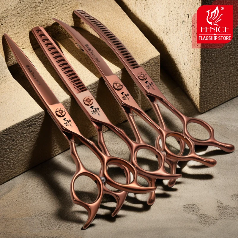 Fenice-Tijeras de aseo para mascotas, serie Master de alta calidad, 6,5/6,75/7/7, 5 pulgadas, rectas, curvadas, más delgadas - imagen 5