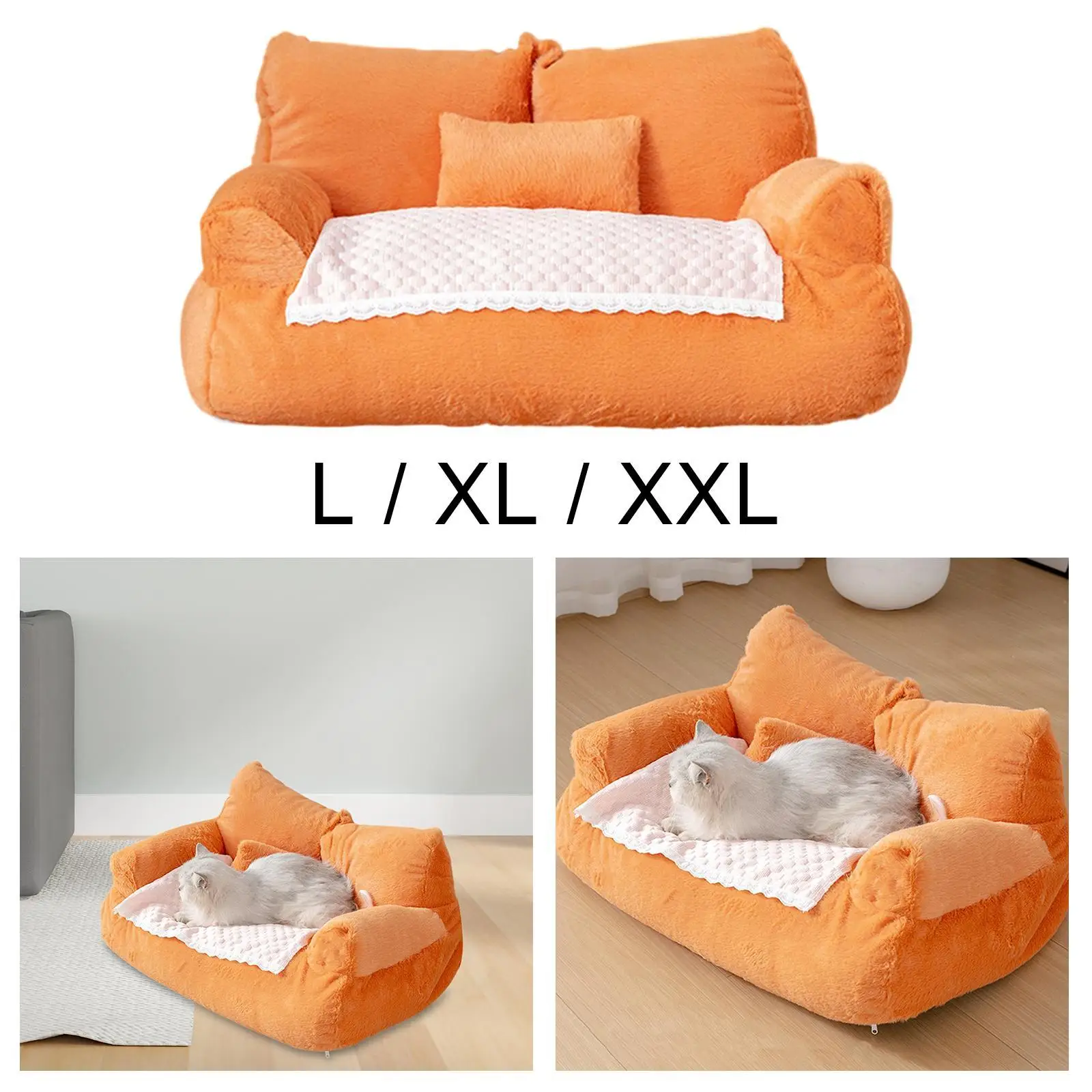 Cat Sofa Pet Lounger Velvet Nest with Pillow Non Slip Comfortable Sofa Bed Pet Couch for Kittens Puppy Indoor Cats All Breed