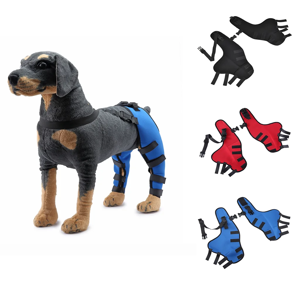 2 uds rodillera para perro para órtesis de perro pequeño mediano, rodilleras para mascotas, envoltura ajustable para piernas traseras, Protector de recuperación de lesiones, cuidado preventivo - imagen 2