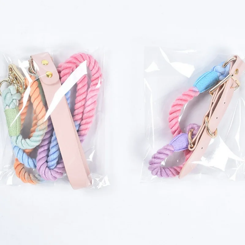 Collar de cuero suave para mascotas, cuerda de algodón tejida a mano para gatos y perros, ajustable, hecho a mano, cómodo, color verde