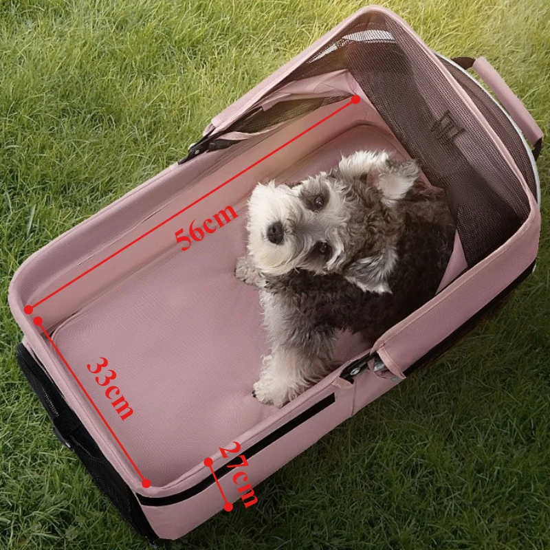 Carrito plegable doble freno para perros y gatos portátil - imagen 2