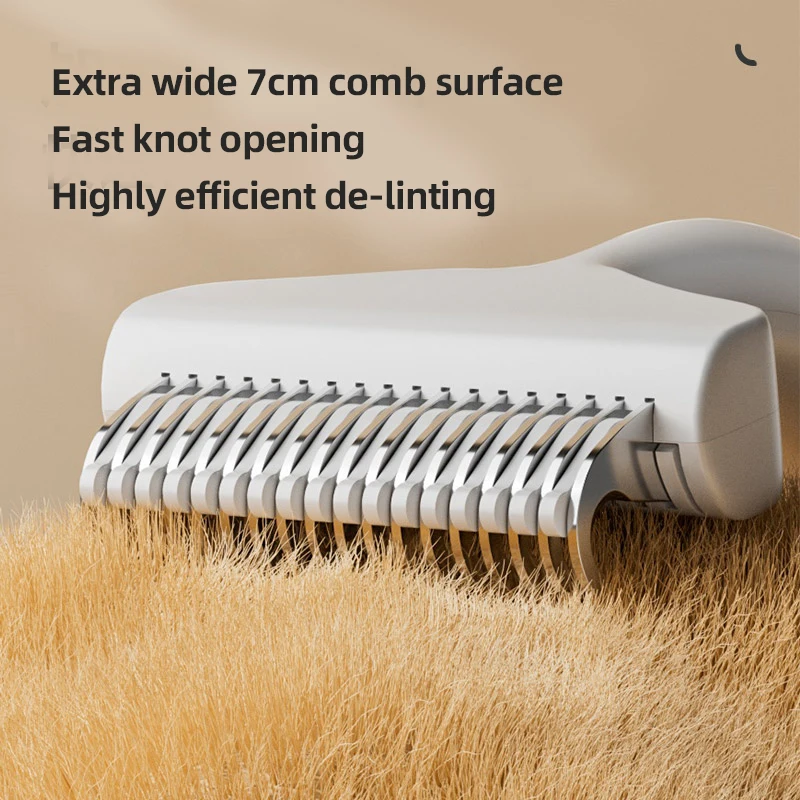 HOOPET-peine profesional para mascotas para perros y gatos, con botón pulsador, cepillo de deshedding de acero inoxidable, protector de piel, mango ergonómico - imagen 2