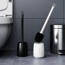 Juego creativo de escobilla de baño con soporte, cerdas de nailon/silicona, soporte de pie, herramientas de limpieza de lavabo para baño