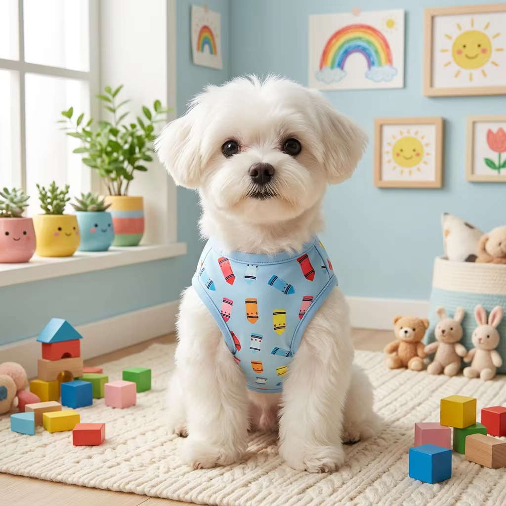 Chaleco para gatos y perros pequeños-medianos azul estampado crayones - imagen 4