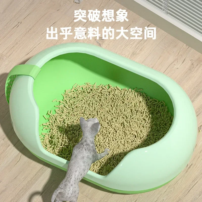 Semi-enclosed Cat Litter Box Oversized Integrated Open Pet Toilet High Fence Large Capacity Cat Litter Box - imagen 3
