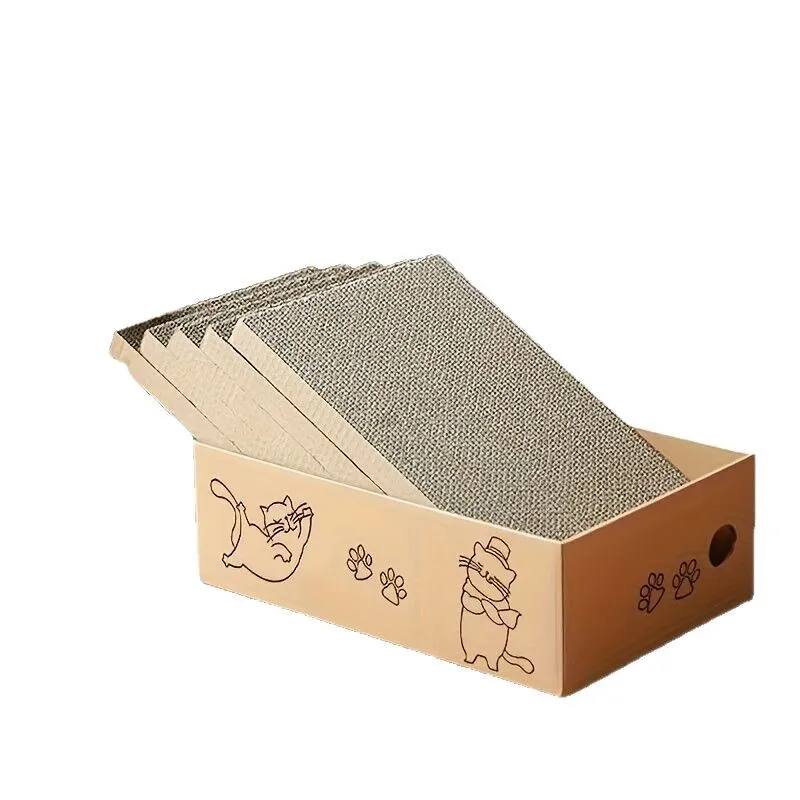 Caja rascadora gatos cartón corrugado dibujos animados – Cama interior - imagen 4