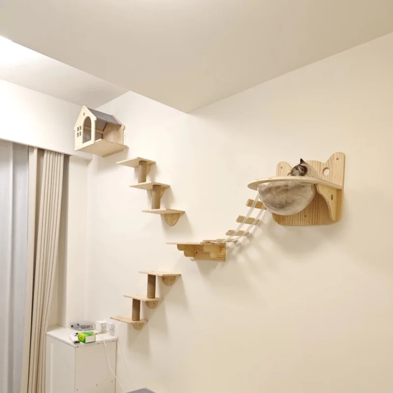 Casa trepadora de pared para gatos, estante para cama, torre de árbol montada en la pared, casa ocultadora, Villa, Castillo para gatos de interior, accesorios para dormir - imagen 2