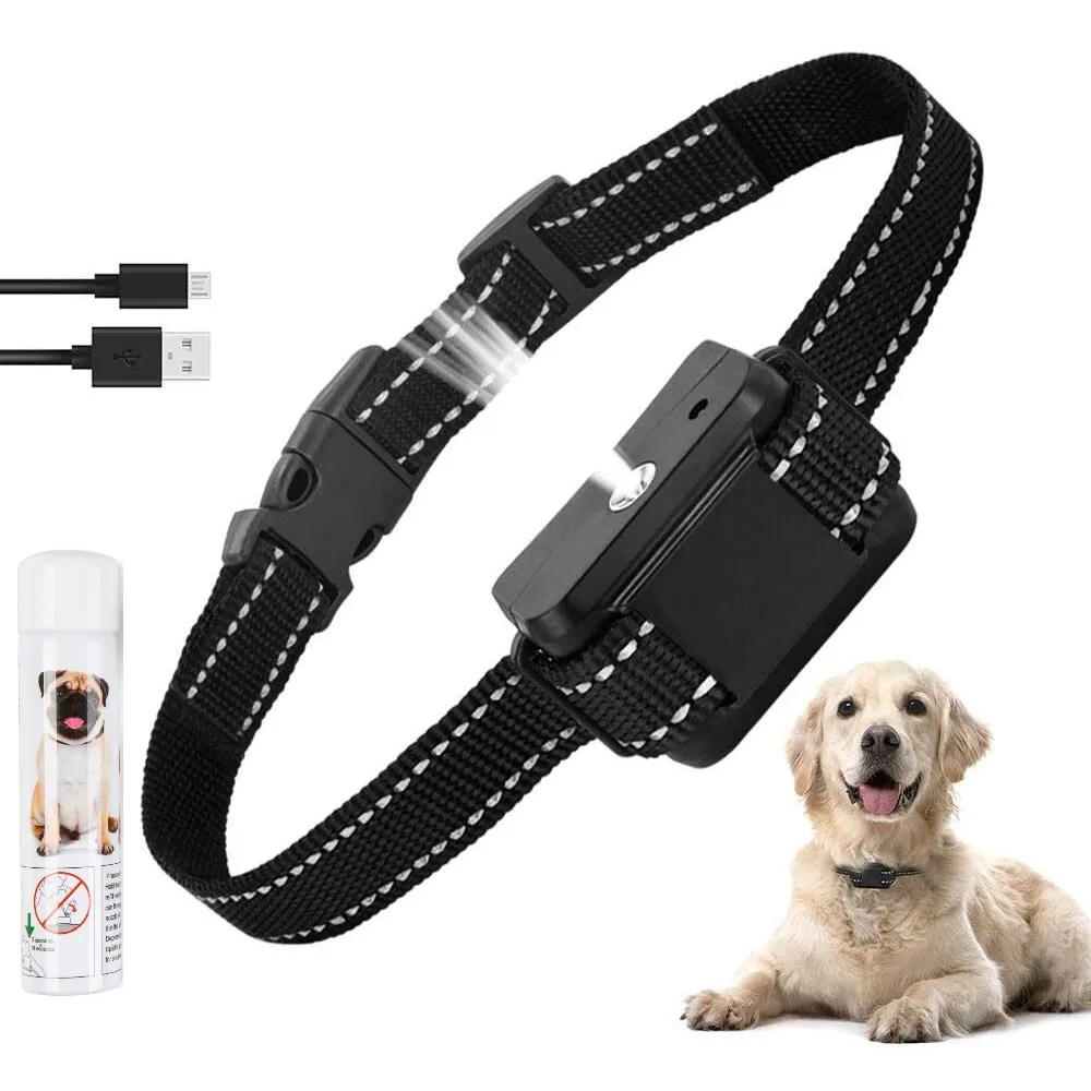 Collar de entrenamiento en aerosol para perros y mascotas, Collar antiladridos resistente al agua recargable, sin golpes, entrenamiento para detener la corteza humana con botella pulverizadora