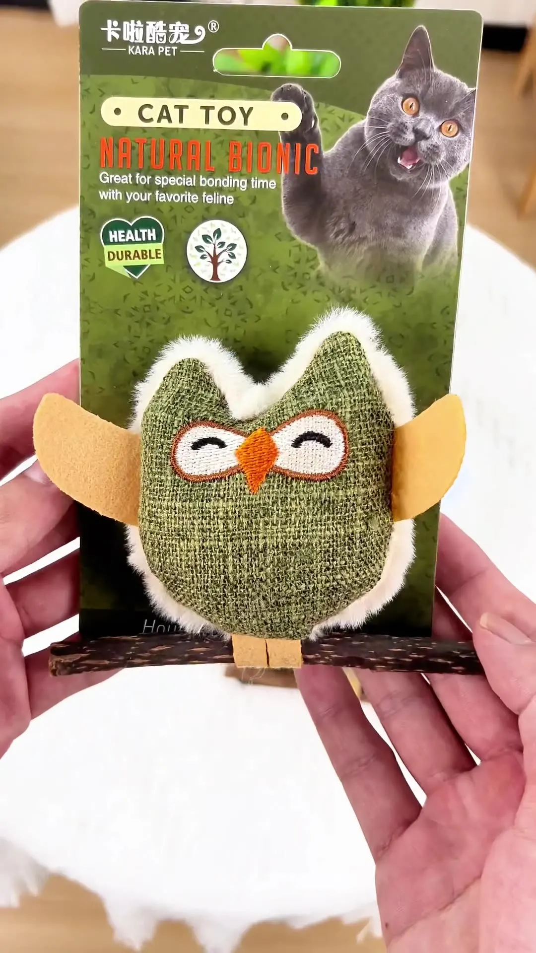 Silvervine-palo de masticar de juguete de gato de dibujos animados con pluma, juguete de hierba gatera para limpieza de dientes, alivio del estrés, algodón de felpa duradero y ecológico