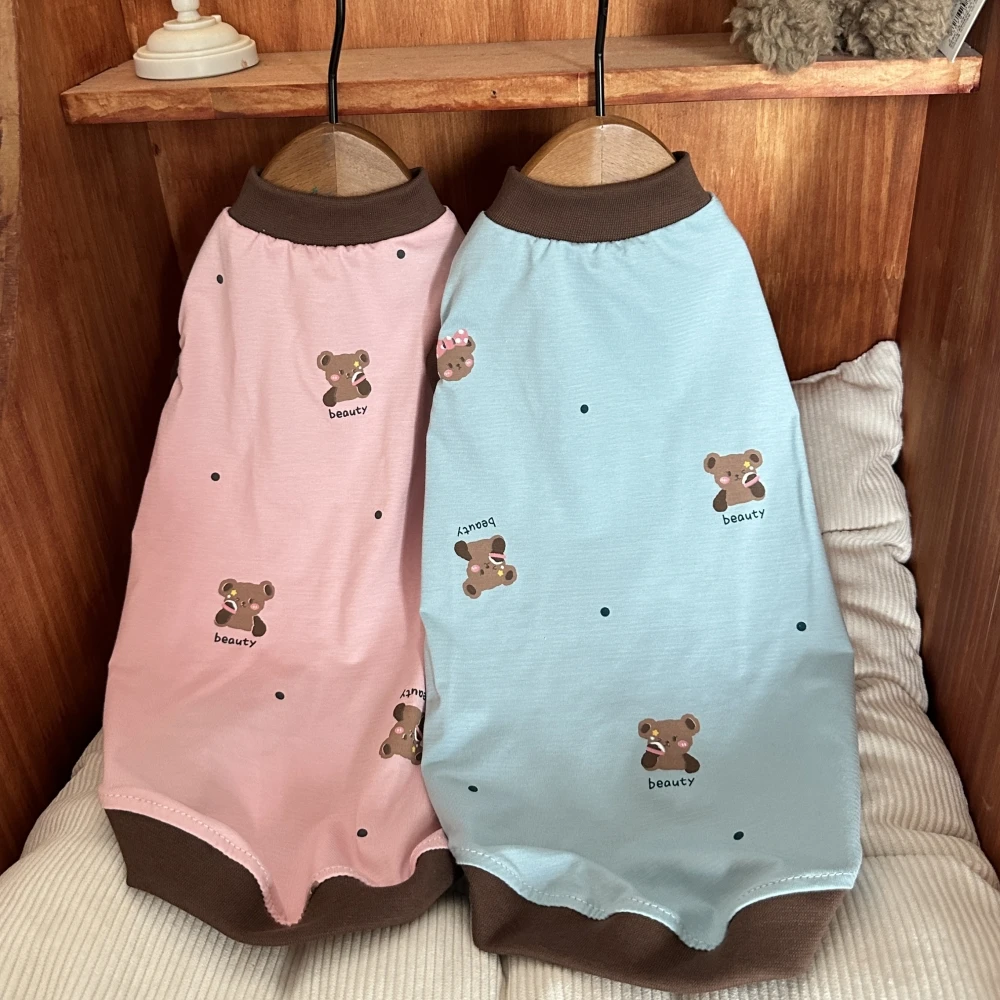 Camiseta de algodón de verano de manga corta para Sphynx Sudadera rosa gato para gatitos Pijama de dibujos animados azul suave para gatos Suministros para mascotas