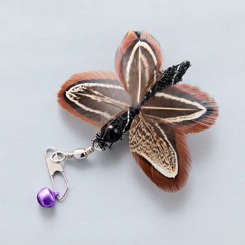 2 uds mariposa simulada cabeza de repuesto gato Teaser Stick divertido juguete para gato mascota - imagen 4