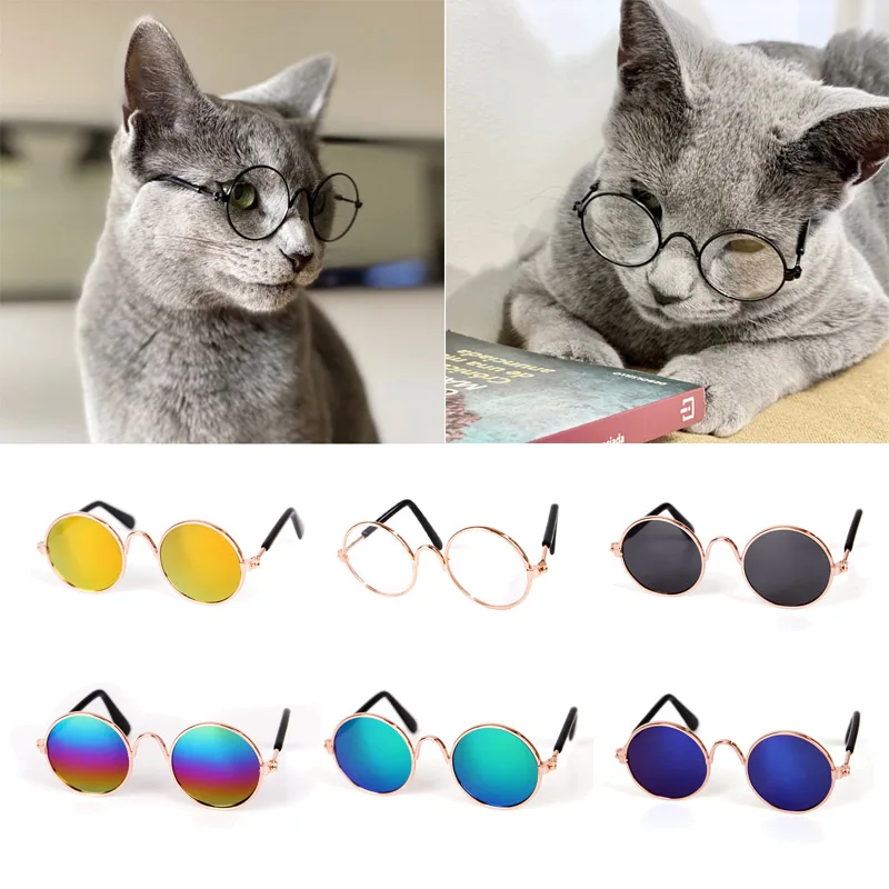 Vintage Round Pet Cat Sunglasses Pet Products for Small Dogs Dog Kitten Puppy Cat Accessories Reflection Eyewear Glasses