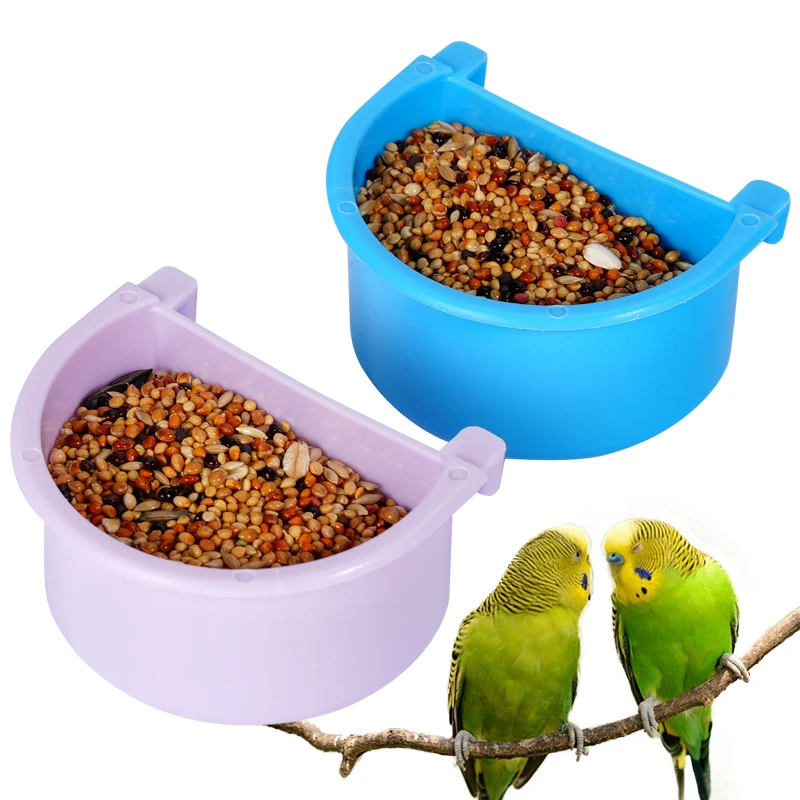 Plato de alimentación de comida para pájaros, fácil de instalar, cuenco alimentador de jaula para pájaros, cuenco de agua y comida para pájaros, ganchos para taza de alimentación, contenedor de caja para bebedero, 1/2 Uds.