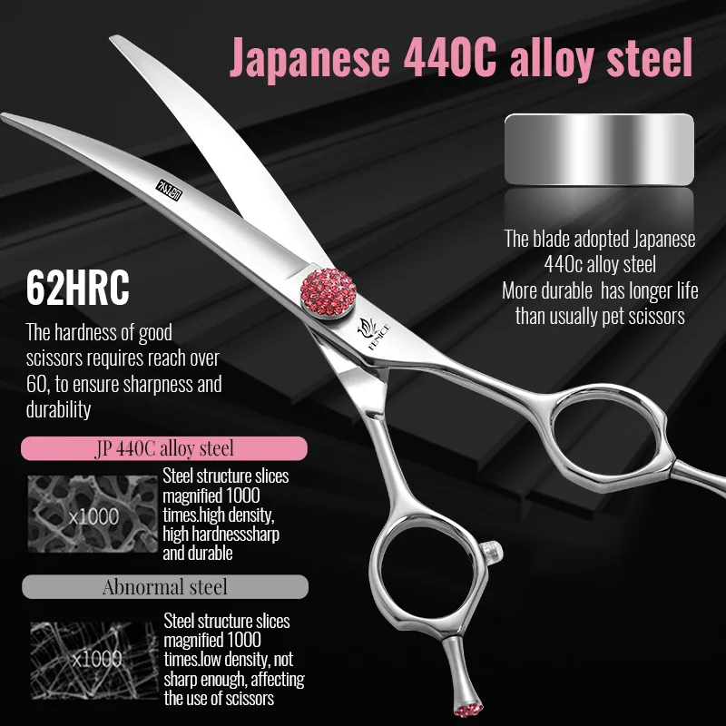 Fenice-Tijeras profesionales de aseo para mascotas, juego de herramientas rectas, más delgadas, curvadas y gruesas, 6/6, 75/7/7, 5 pulgadas - imagen 3