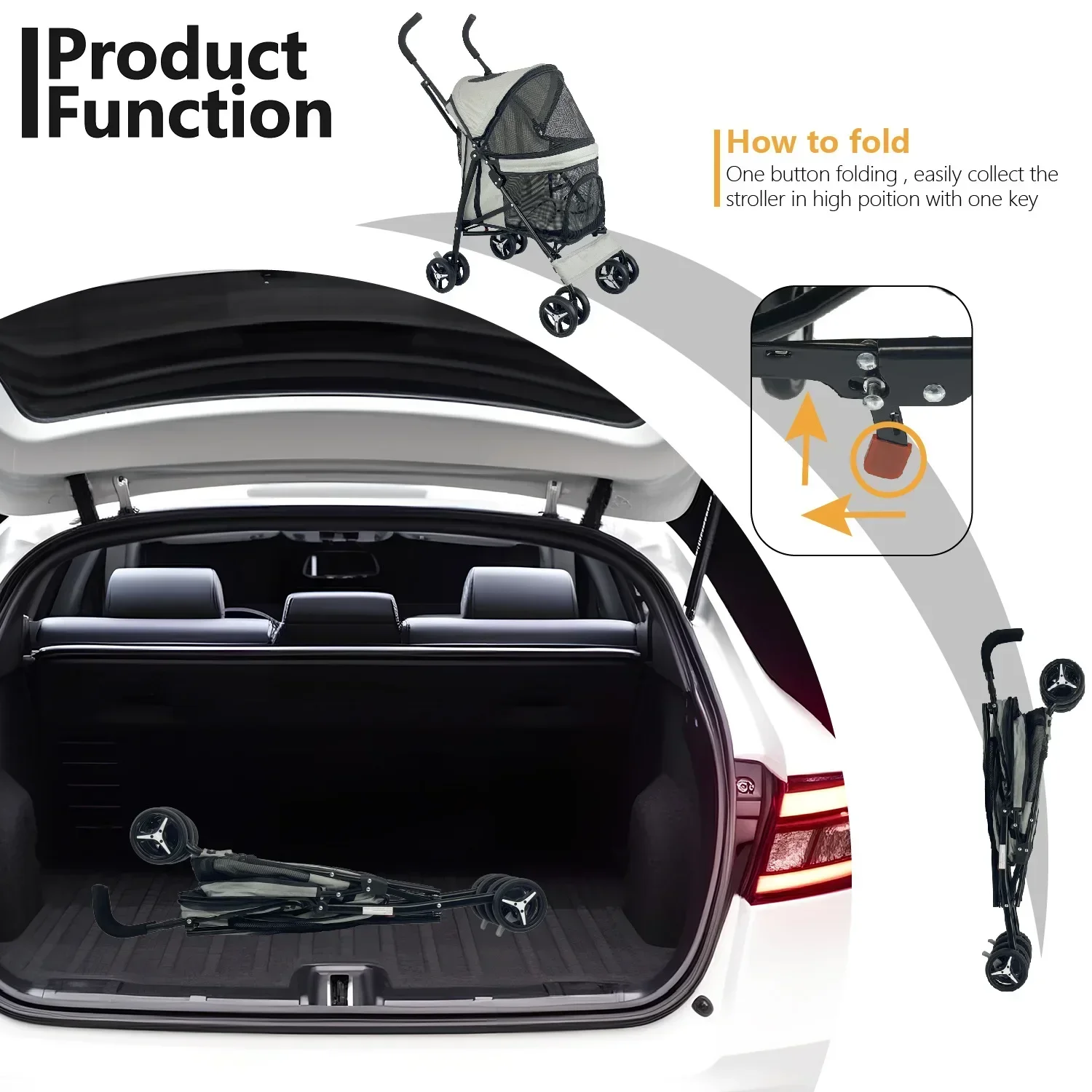 Carrito de viaje plegable para perros y gatos con ruedas