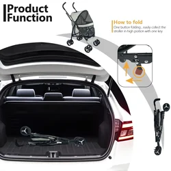 Carrito plegable con ruedas para perros y gatos – viaje fácil