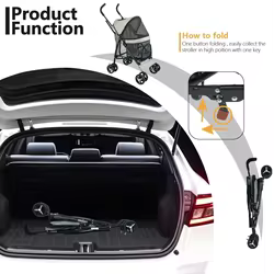 Carrito de viaje plegable para perros y gatos con ruedas