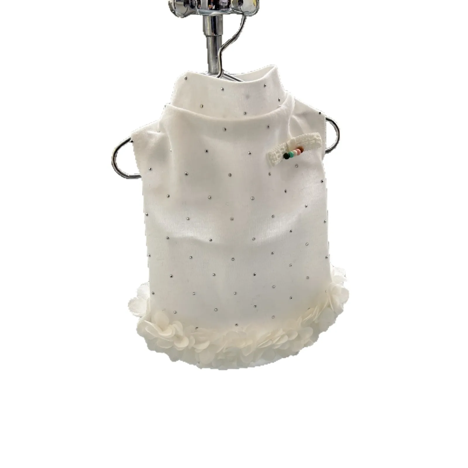 Camisa básica de Color sólido para mascotas, camiseta para gatos, dobladillo de encaje, vestido para perros y gatos, vestidos para perros pequeños, ropa para cachorros - imagen 5