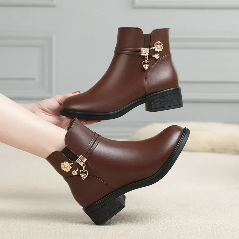 Zapatos de tacón Bajo de algodón para mujer, botines informales de suela suave y Cachemira, novedad de otoño e invierno - imagen 2