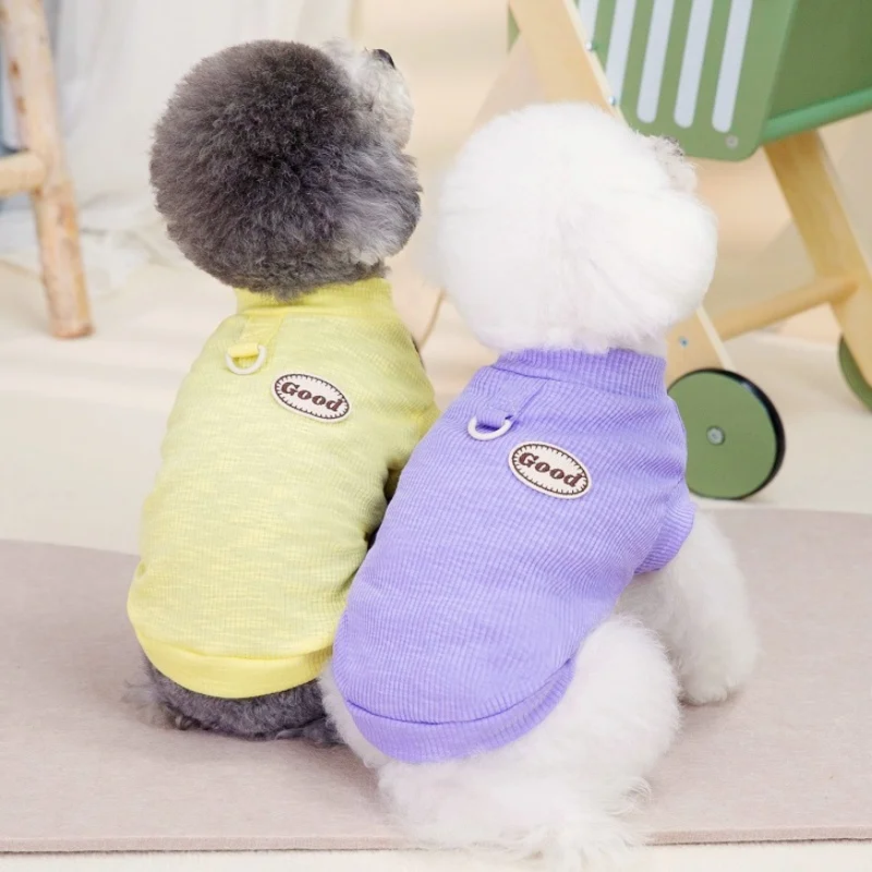 Ropa fina de verano para perros, camisa bonita y sólida para perros, jerséis para cachorros a la moda, jerséis suaves transpirables para gatos, camisa para mascotas, disfraces para Chihuahua - imagen 4